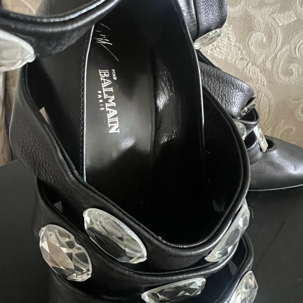 Balmain Black Heels with Crystal Details